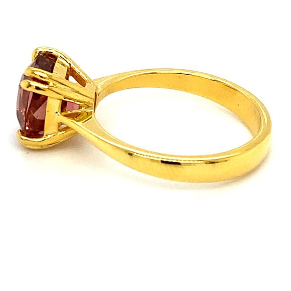 Pink Tourmaline 3.88ct Solid 14K Yellow Gold Ring - Picture 5 of 6